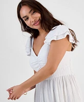 Jamie & Layla Petite Sweetheart Tiered Flutter-Sleeve Maxi Dress