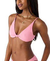 O'Neill Juniors' Ribbed Knot-Front Bikini Top