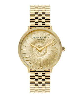Olivia Burton Women's Sunflower Gold Tone Stainless Steel Bracelet Watch, 35mm