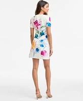 Maggy London Women's Floral-Print Shift Mini Dress