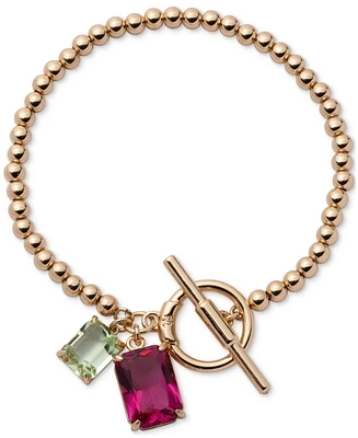 Lauren Ralph Gold-Tone Crystal Stone Flex Bracelet