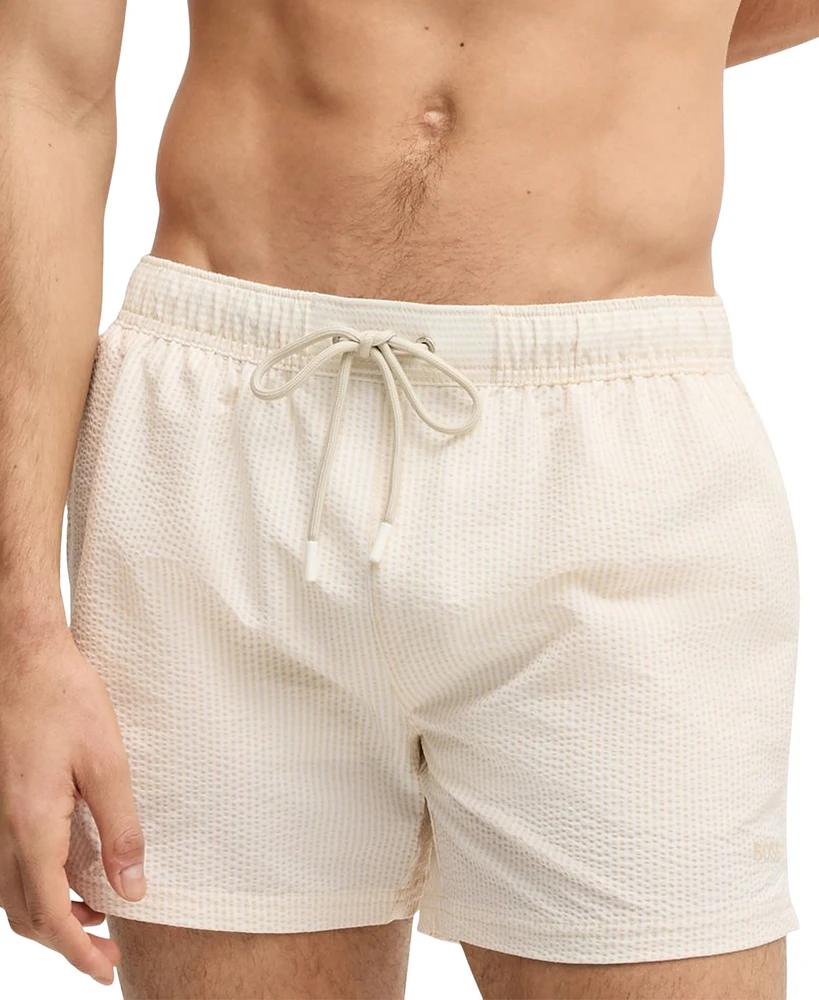 Boss by Hugo Men's Striped Seersucker Swim Shorts