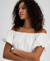 Sam Edelman Women's Off-The-Shoulder Puff-Sleeve A-Line Dress
