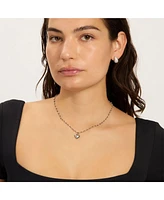 Adornia Fine Freshwater Pearl Rosary with Heart Pendant Necklace black rhodium .925 sterling silver