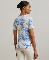 Lauren Ralph Women's Paisley Stretch Cotton Crewneck Tee