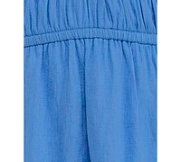 Trixxi Juniors' Bubble-Sleeve Tie Front Tiered Dress