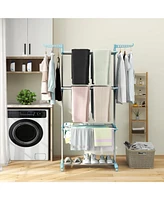4-tier Clothes Drying Rack with Rotatable Side Wings and Collapsible Shelves