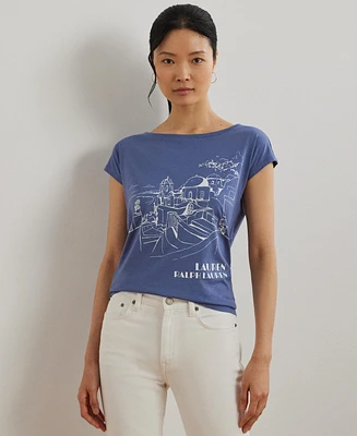 Lauren Ralph Women's Cotton-Blend Jersey Graphic Tee