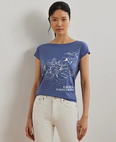 Lauren Ralph Women's Cotton-Blend Jersey Graphic Tee