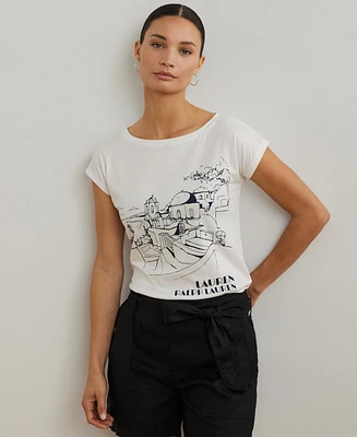 Lauren Ralph Lauren Women's Cotton-Blend Jersey Graphic Tee