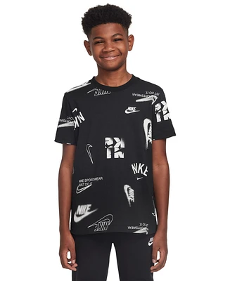 Nike Big Kids Sportswear Printed Cotton T-Shirt