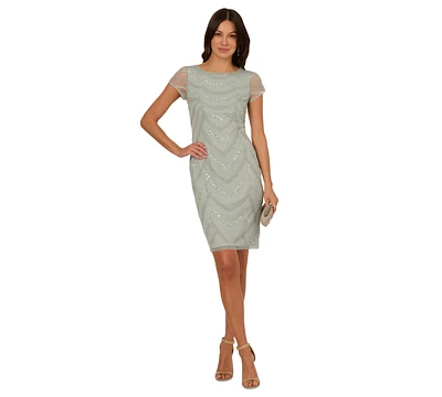 Adrianna Papell Women's Beaded Cap-Sleeve Sheath Dress