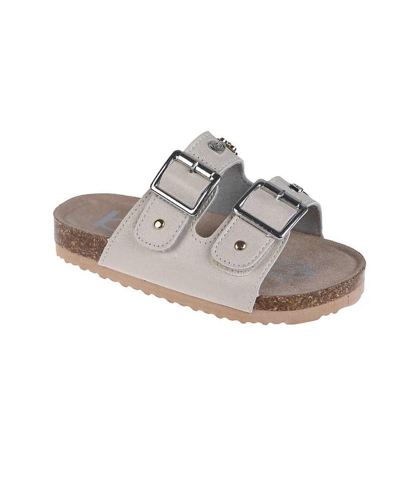 Bebe Little Girls Footbed with Stay Put Straps and Multi Charms Sandals