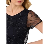 Adrianna Papell Women's Bead-Embellished Mesh Sheath Dress