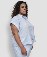 Dkny Plus Reverse Satin Button-Front Shirt