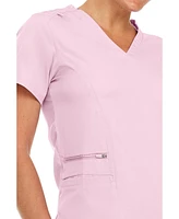 Medichic Plus Ruth 3-Pocket Multi Stitch V-Neck Scrub Top, Pewter, 3X Large
