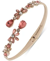 Givenchy Gold-Tone Crystal & Stone Flower Bypass Bangle Bracelet