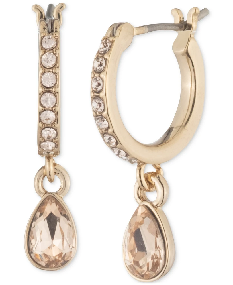 Givenchy Tear-Shape Crystal Charm Pave Hoop Earrings