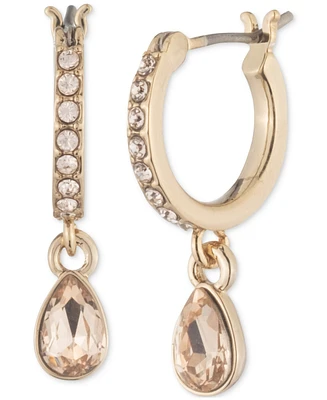 Givenchy Tear-Shape Crystal Charm Pave Hoop Earrings