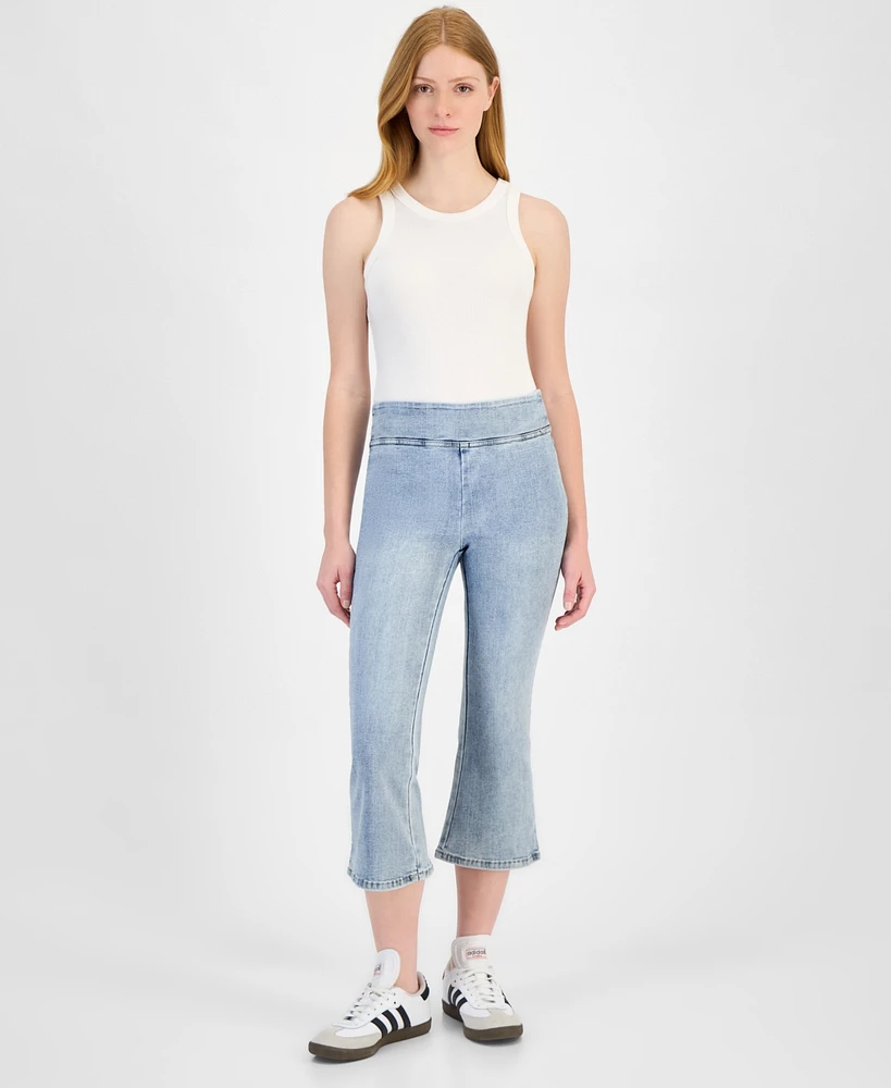 Dkny Jeans Petite High-Rise Cropped Flared-Leg Pull-On