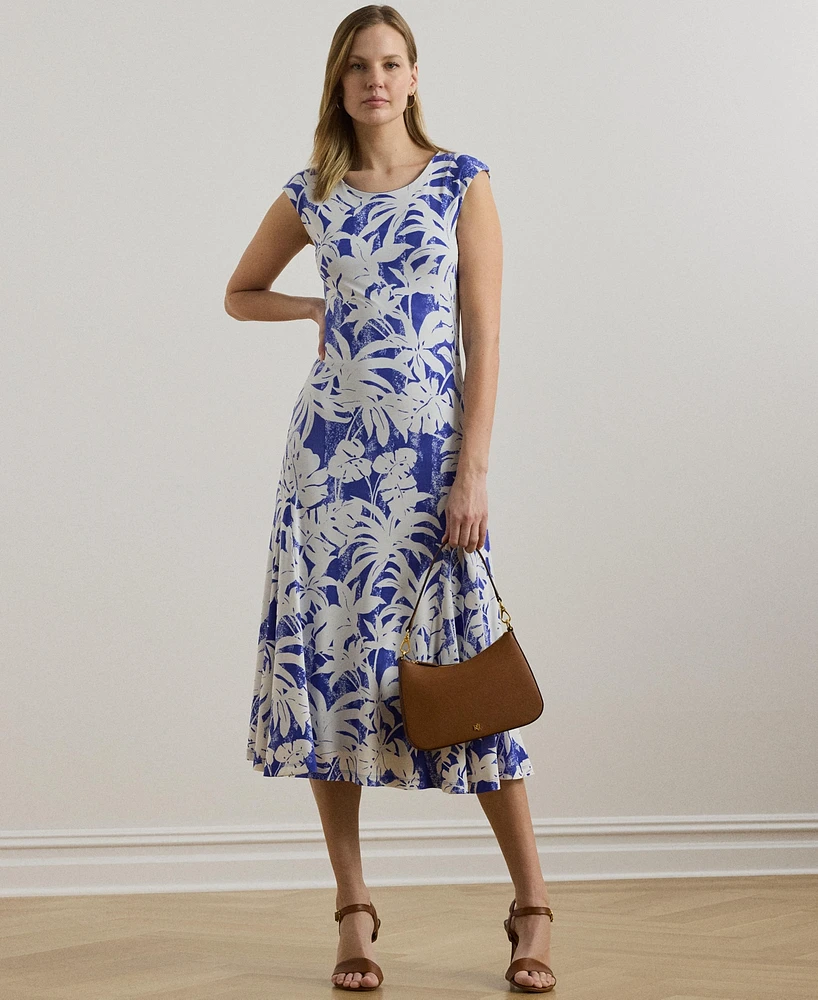 Lauren Ralph Women's Palm-Frond-Print Stretch Jersey Dress