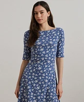 Lauren Ralph Women's Floral Stretch Cotton Midi Dress