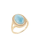 Adornia Fine Larimar Halo Ring 14k gold vermeil