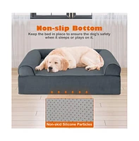 Orthopedic Dog Bed Memory Foam Pet Bed with Headrest for Large Dogs