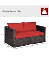 Gymax 4 Piece Patio Rattan Outdoor Furniture Set Corner Sofa Set w/ Cushions