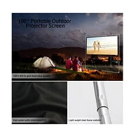 Pyle Outdoor Projector Screen – 100" Portable Viewing Display with Frame Stand, Hd 16:9 Display