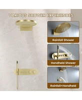 Casainc Two Functions 16 Inch Wall Mounted Thermostatic Shower System with Handheld