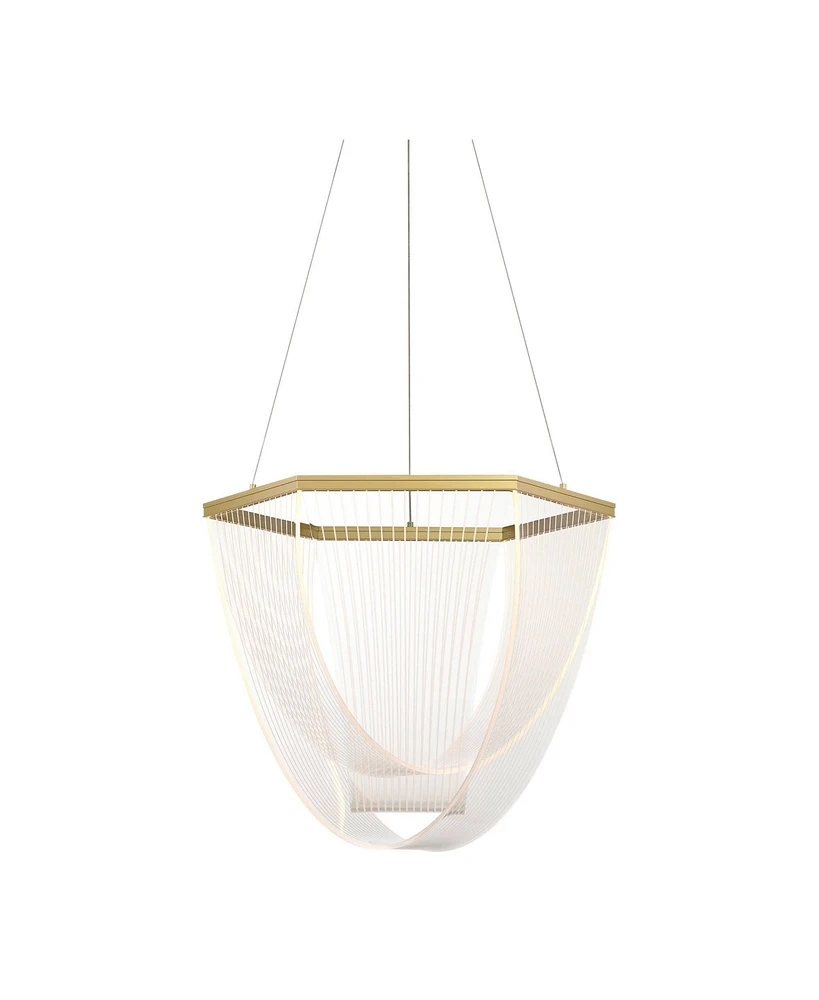 Muir 20 1/2" Modern Pendant Ceiling Light Fixture Dining Room Over Table Kitchen Island Foyer Hanging Unique Led Dimmable Clear Sanded Gold Finish Acr
