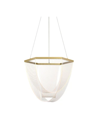 Muir 20 1/2" Modern Pendant Ceiling Light Fixture Dining Room Over Table Kitchen Island Foyer Hanging Unique Led Dimmable Clear Sanded Gold Finish Acr