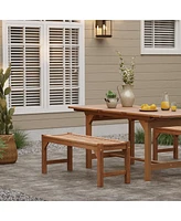 LuxenHome Natural Solid Wood 47.2-Inch Long Rectangle Sloping Seat Outdoor Bench