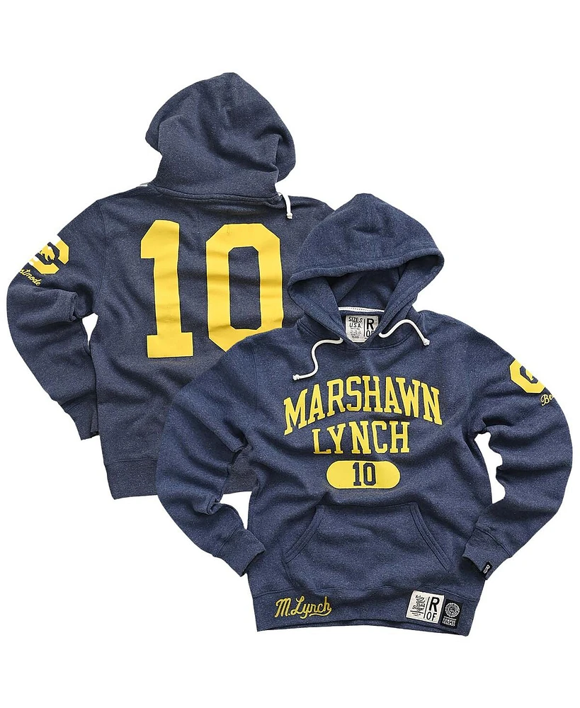 Roots of Fight Men's Marshawn Lynch Navy Cal Bears Name & Number Tri-Blend Pullover Hoodie