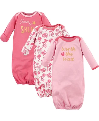 Luvable Friends Baby Girls Cotton Gowns, Worth The Wait, Preemie-Newborn