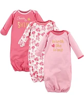 Luvable Friends Baby Girls Cotton Gowns, Worth The Wait, Preemie-Newborn