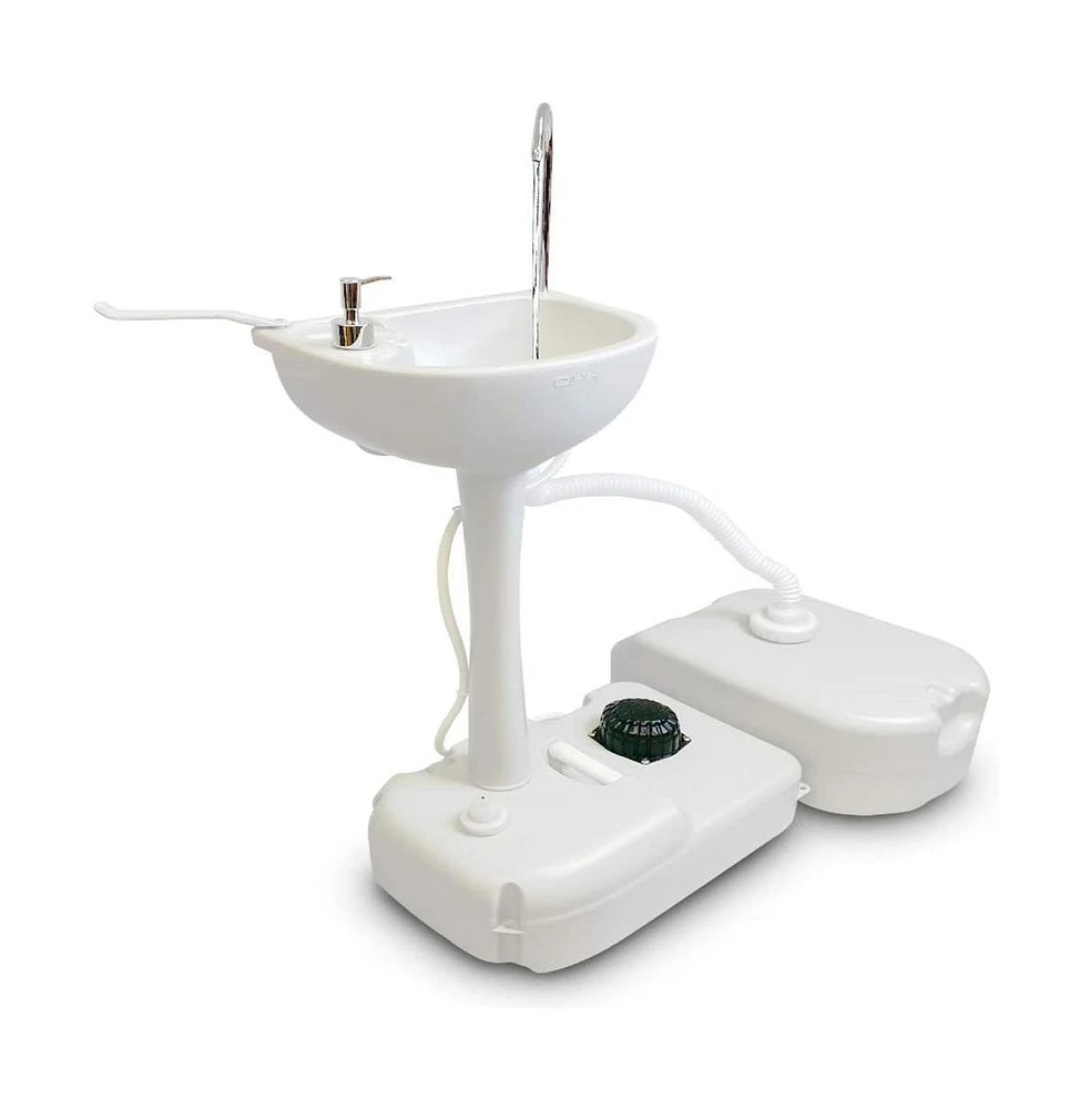 SereneLife Portable Handwash Sink with 24 Liter Waste Holding Tank, Basin Stand, and Rolling Wheels – Ideal for Indoor & Outdoor Use