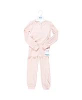 Hudson Baby Baby Girls Hudson Thermal Long Underwear 2pc Set, Soft Pink, 18-24 Months