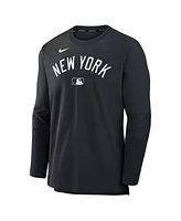 Nike Men's Navy New York Yankees Authentic Collection Lightweight Player Tri-Blend Performance Pullover Sweatshirt