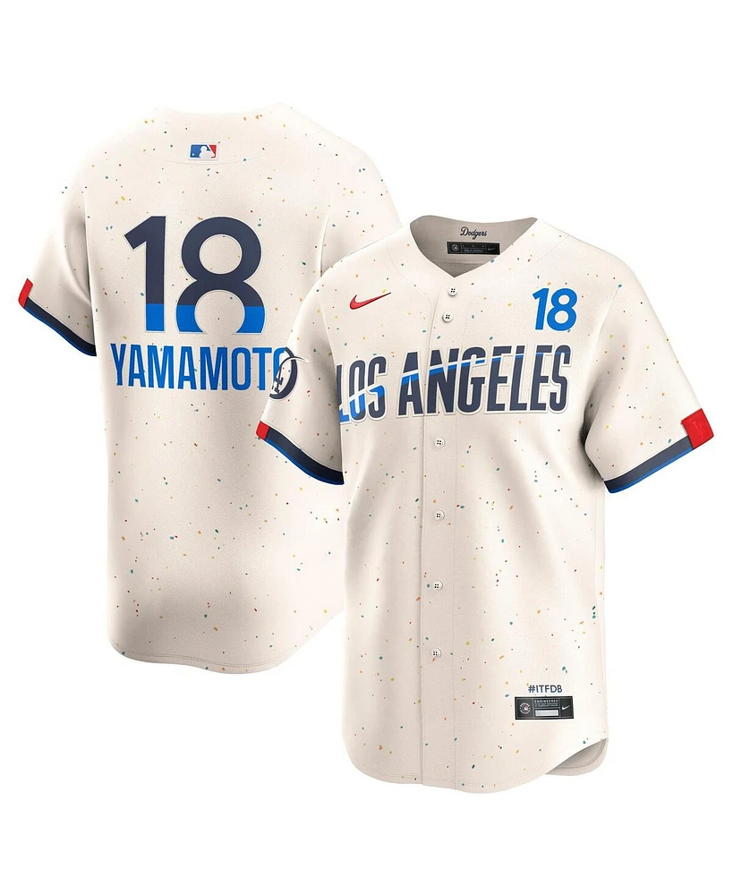 Nike Men's Yoshinobu Yamamoto Cream Los Angeles Dodgers City Connect Limited Player Jersey
