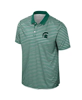 Colosseum Men's Green Michigan State Spartans Striped Polo Shirt