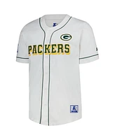 Starter Men's White Green Bay Packers Relay Full-Button Baseball Jersey