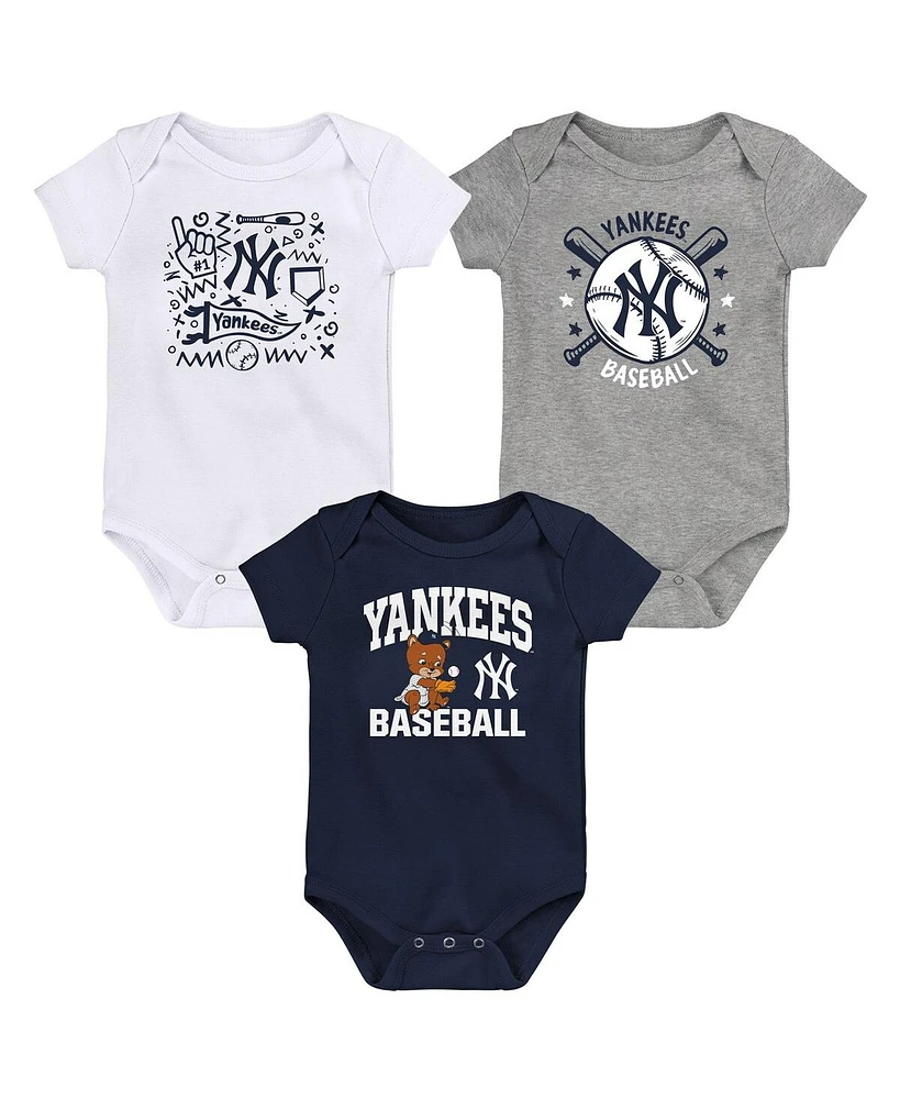 Outerstuff Newborn New York Yankees Batter Up Bodysuit, Set of 3