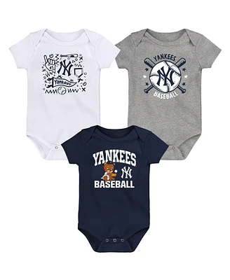 Outerstuff Newborn New York Yankees Batter Up Bodysuit, Set of 3