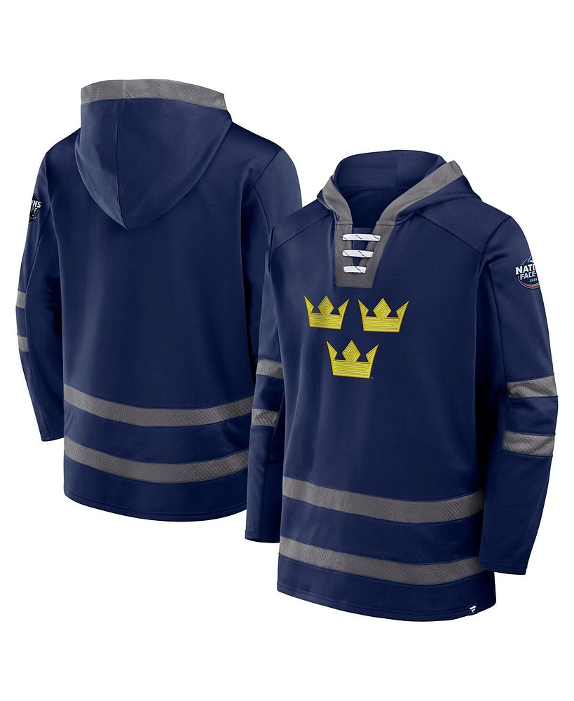 Fanatics Men's Athletic Navy Sweden 2025 4 Nations Face-Off Inside Line Pullover Hoodie