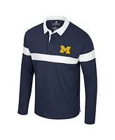 Colosseum Men's Navy Michigan Wolverines Too Cool For School Long Sleeve Polo Shirt