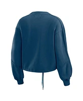 Wear by Erin Andrews Women's Navy New England Patriots Washed Fleece Long Sleeve T-Shirt & Shorts Lounge Set