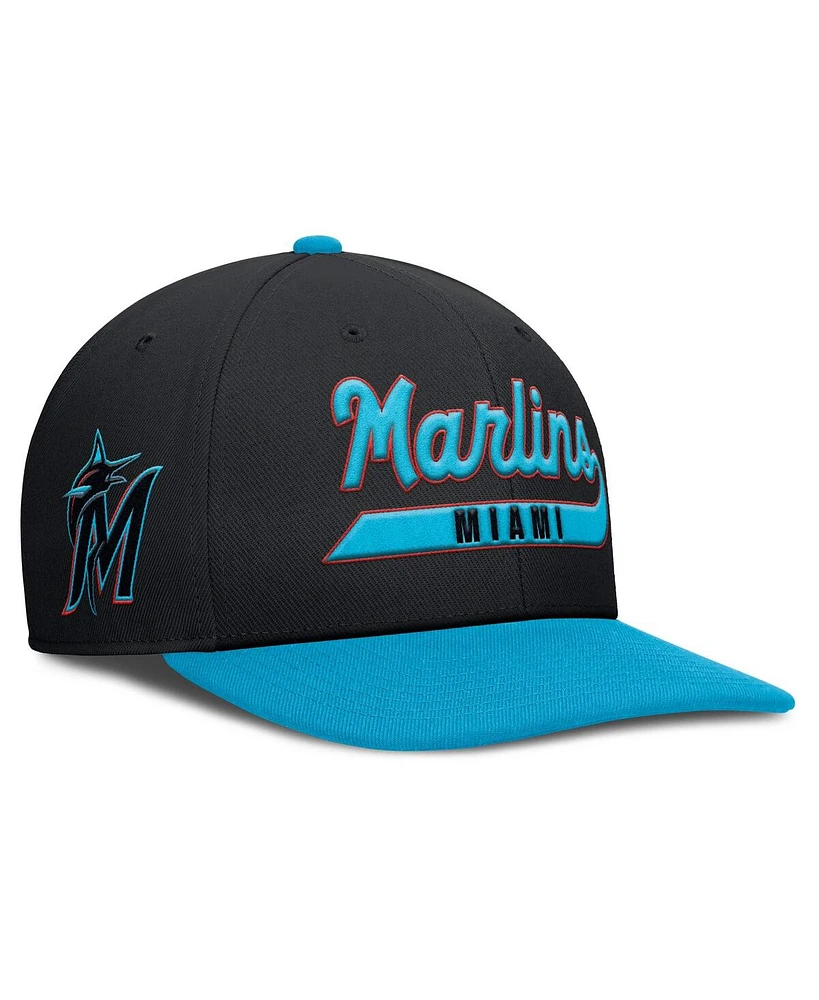 Nike Men's Black/Blue Miami Marlins Pro Performance Snapback Hat