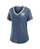 Fanatics Women's Navy New York Yankees Binge Worthy Stadium Slub V-Neck T-Shirt